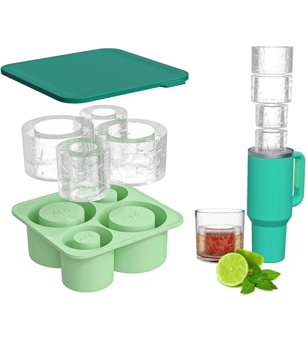 NWT Hollow Cylinder Ice Mold with Lid for Insulated Tumblers 40 30 20 oz Teal